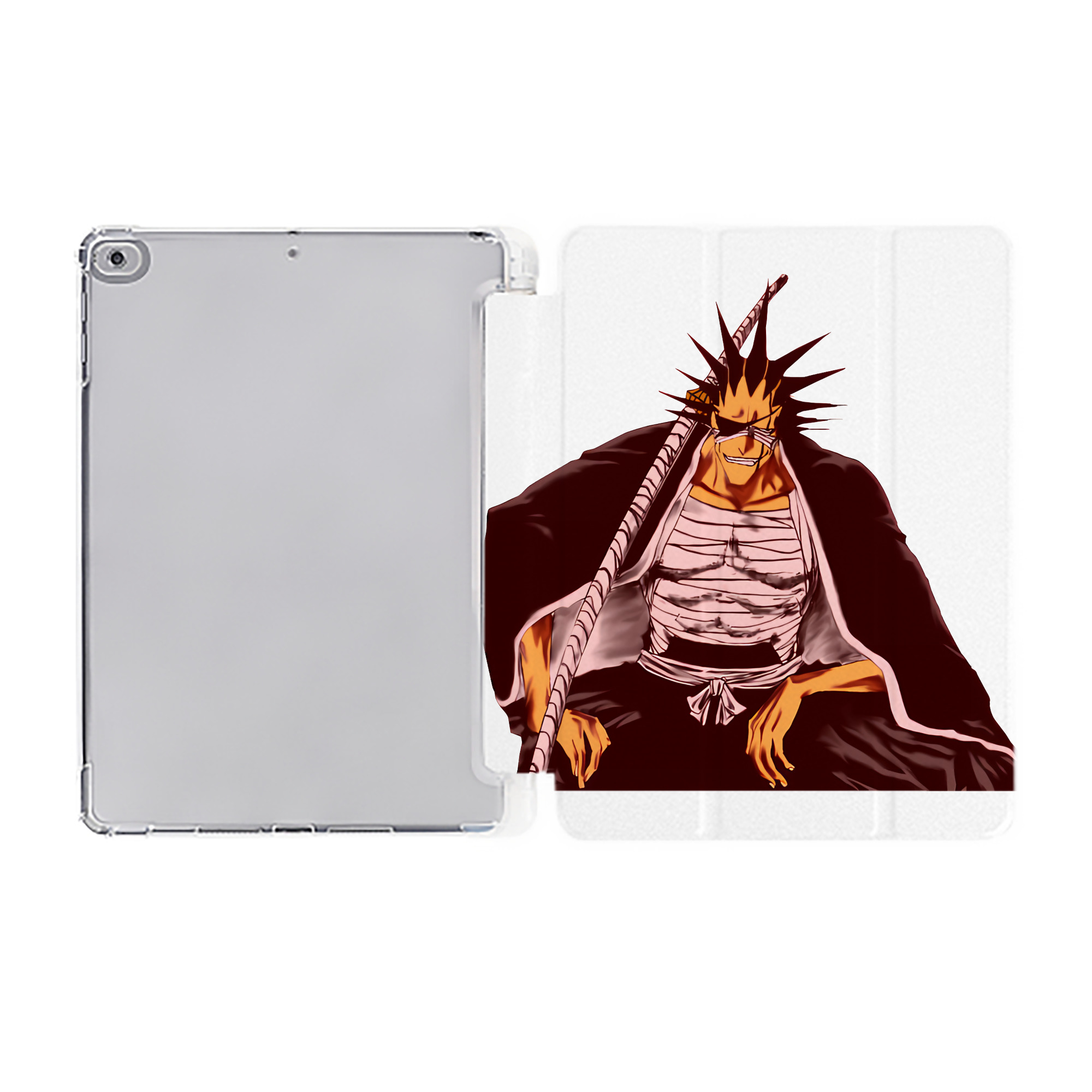 （画像用） ブリーチ ざらき けんぱち BLEACH Zaraki Kenpachi IPad ケース ペン収納付き 三つ折りスタンド PUレザー×シリコン 対応機種9.5/10.5/10.9インチ